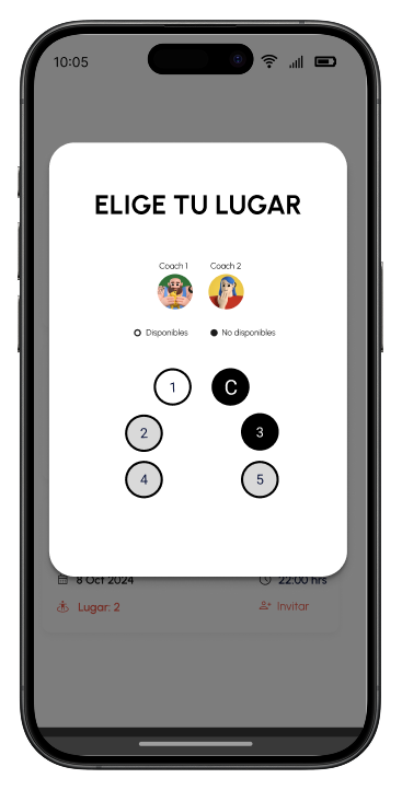 Elección de bicicleta desde la app